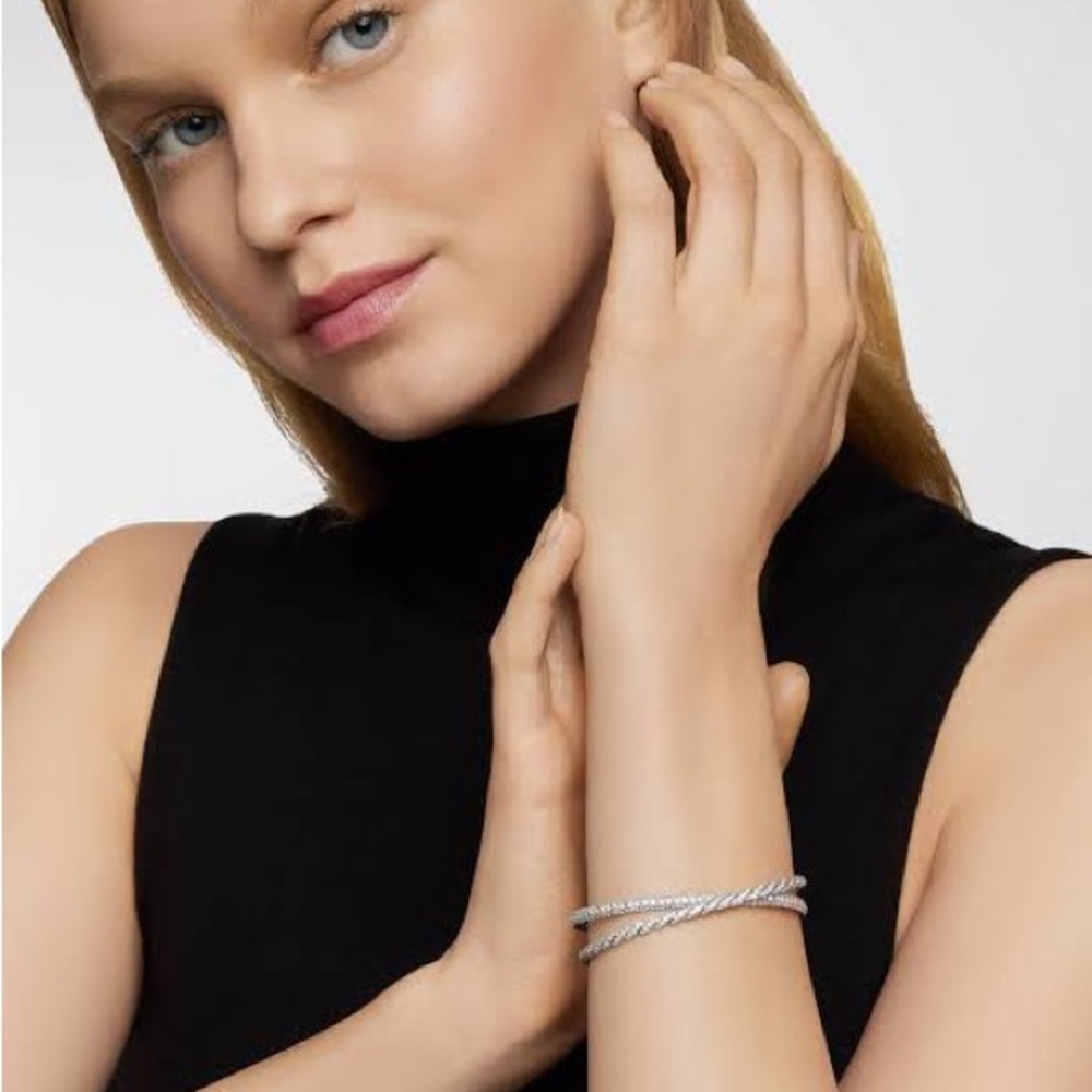 Twisted Silver-Tone Double Wrap Bracelet